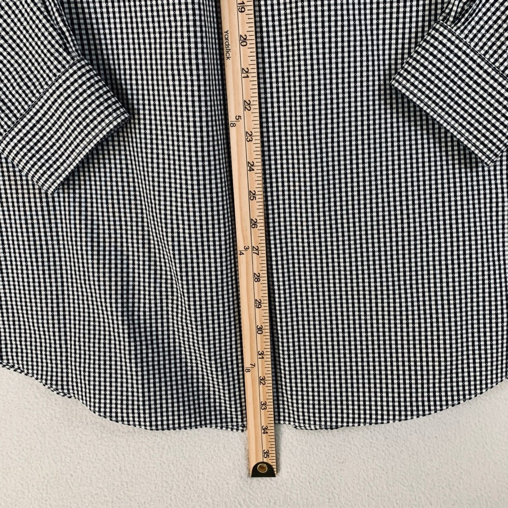 Brooks Brothers Madison Fit Non-Iron Men's 17.5 35 Black Gingham Button Up Shirt - Picture 8 of 9